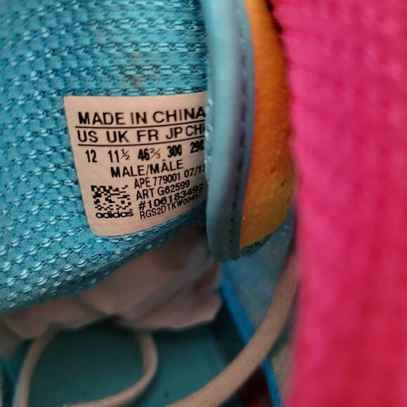 Rare Adidas Adizero Wrestling Shoes Blue Yellow Pink Size 12 - Picture 12 of 16